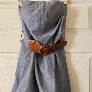 Light denim strapless tube dress